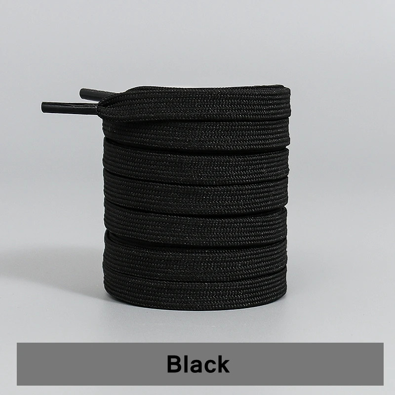 1Pair Classic Shoelaces Flat Black White Shoe Lace Double Fabric Non-slip Polyes