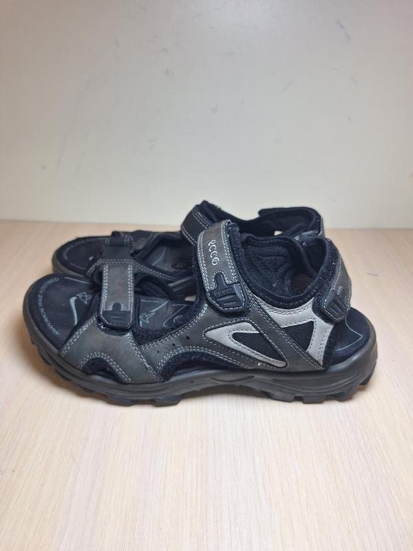 Men Ecco Sandals Grey Leather 42