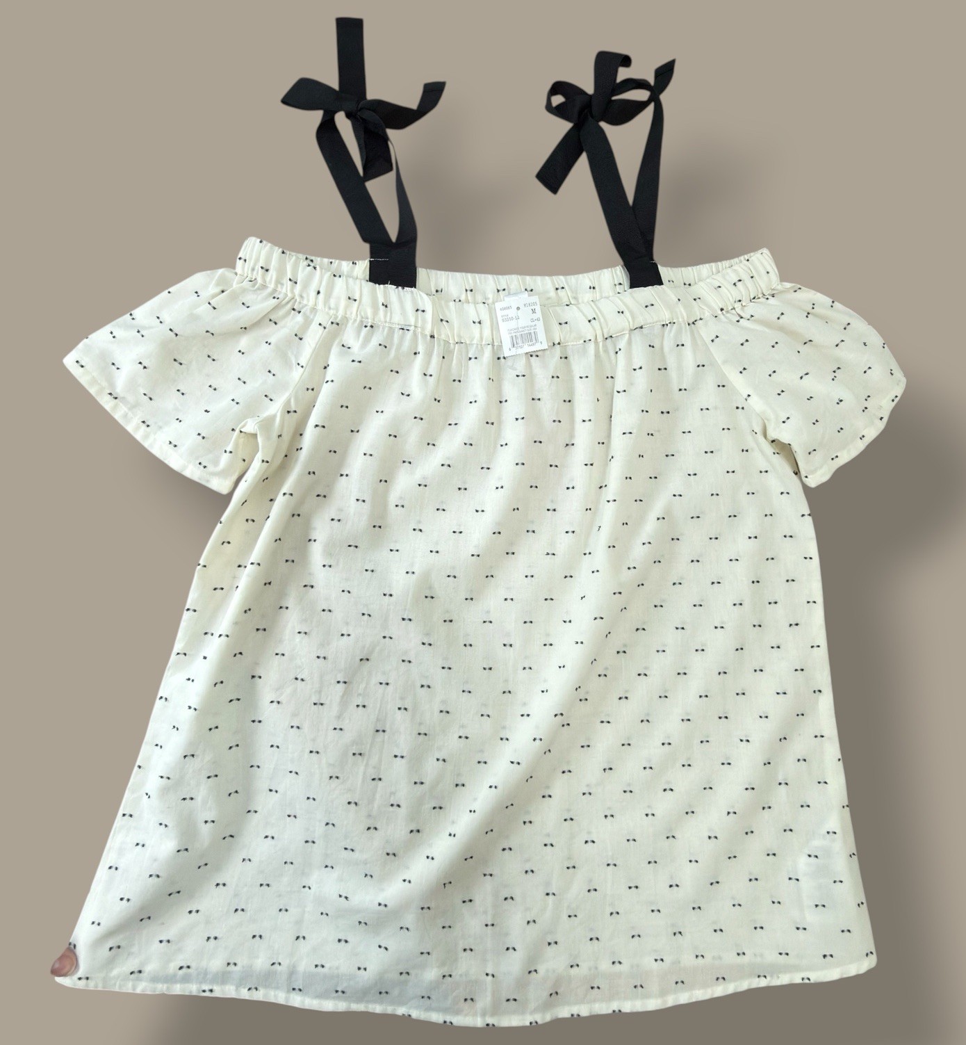 Motherhood Off Shoulder Tie Shoulder Top Size M Flowy Airy Picnic 100% Cotton