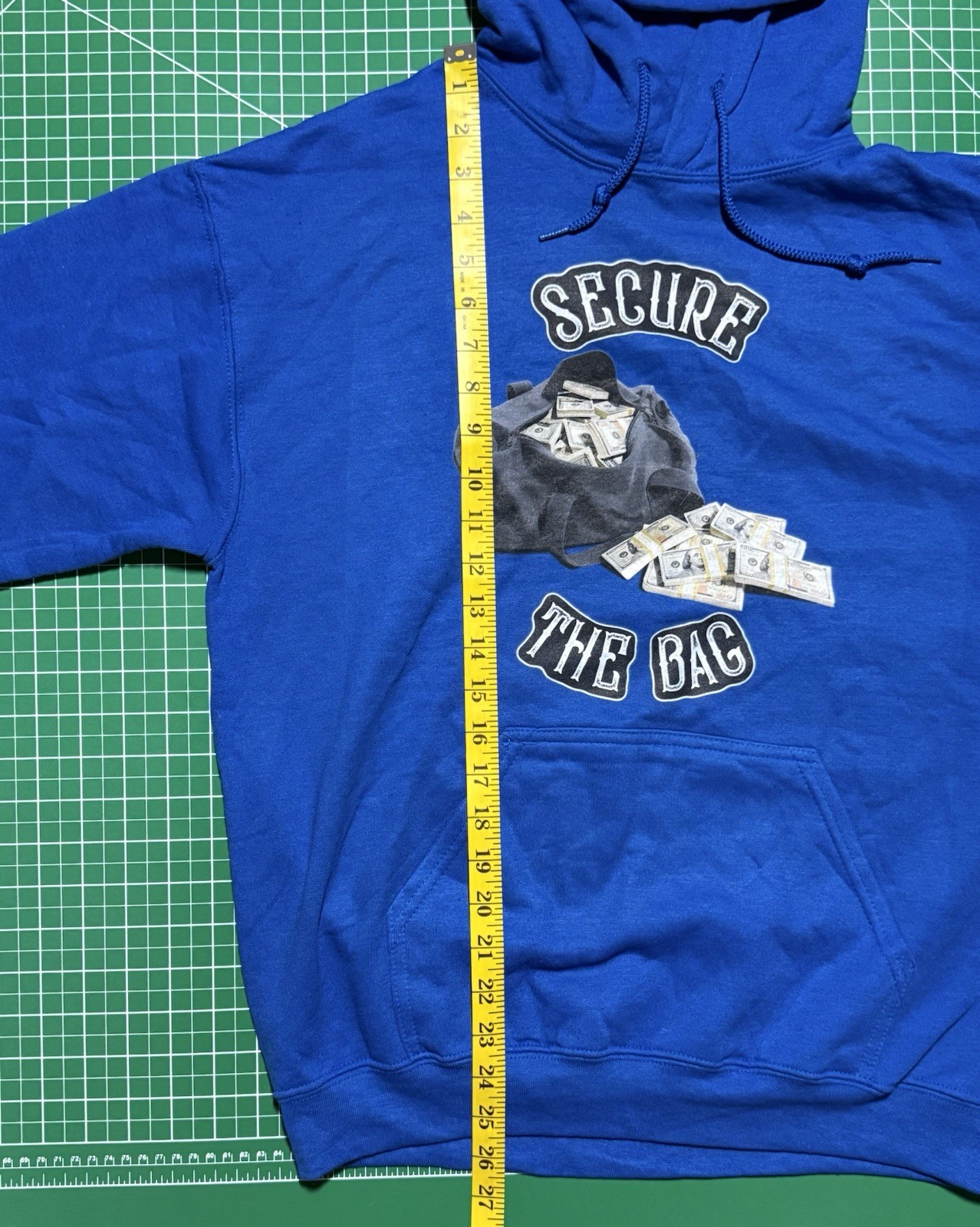 Gildan Heavy Blend Blue Pullover Hoodie Fleece Men’s Size M Secure The Bag