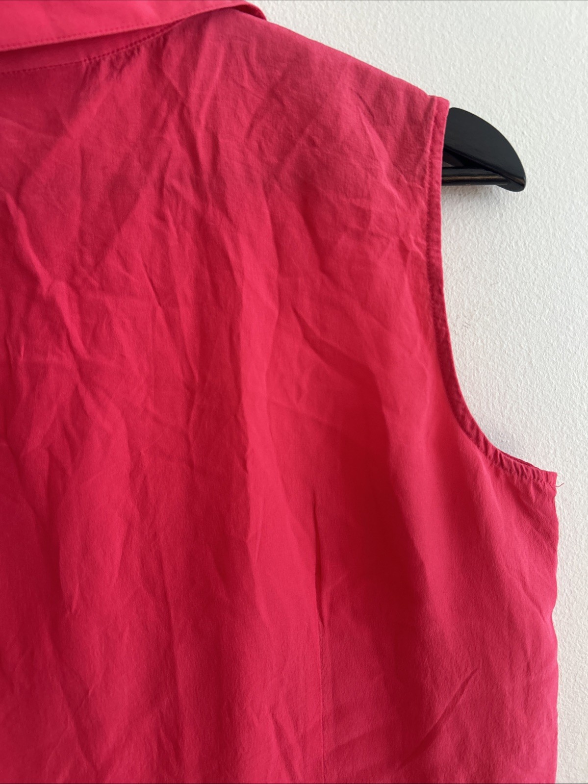 Jacky Smith Women’s 100% Silk Button Down Hot Pink Vintage Sleeveless Top Sz S