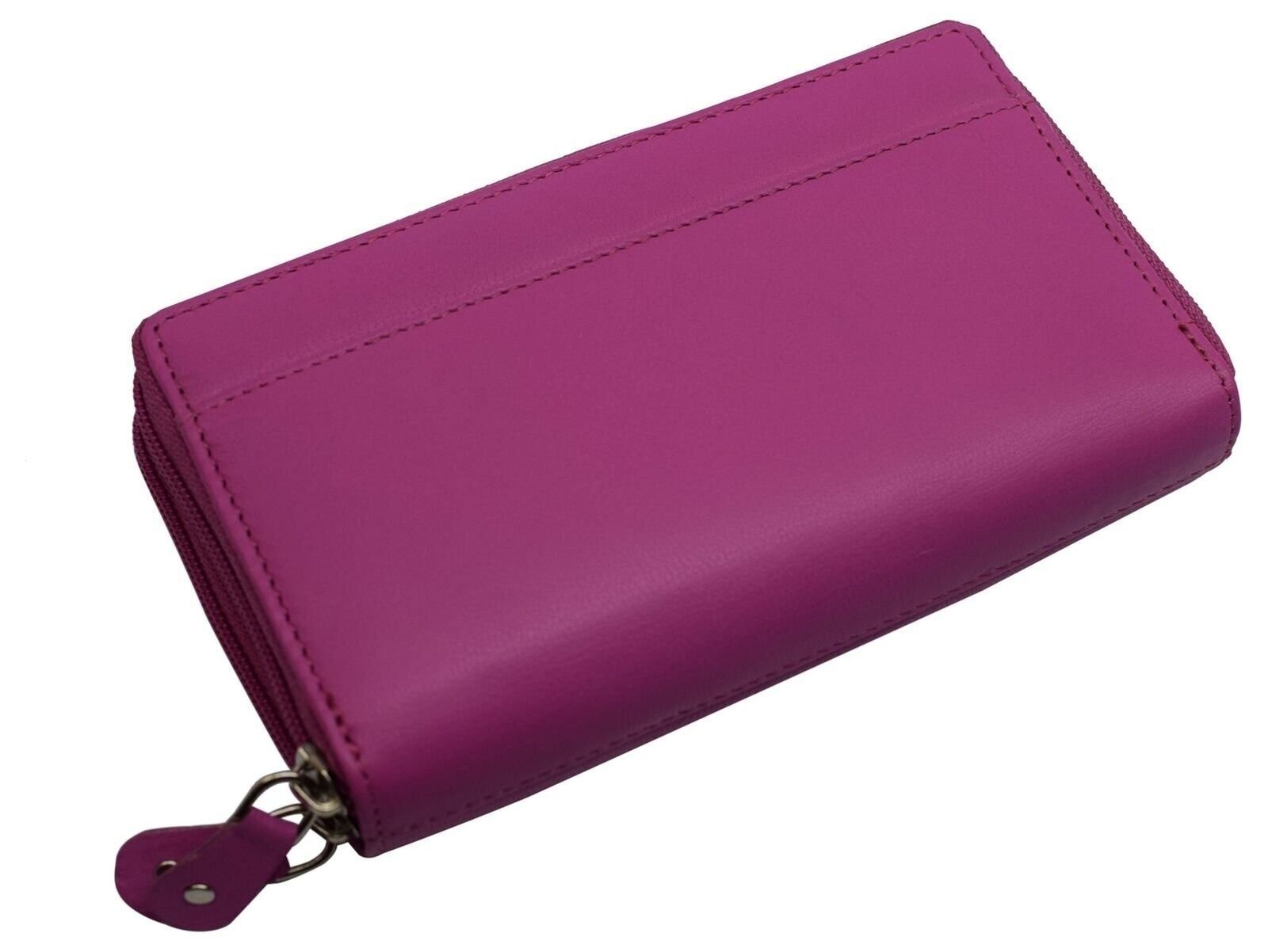 RFID Blocking Double Zipper Smartphone Genuine Leather Large Women’s Wallet Hot