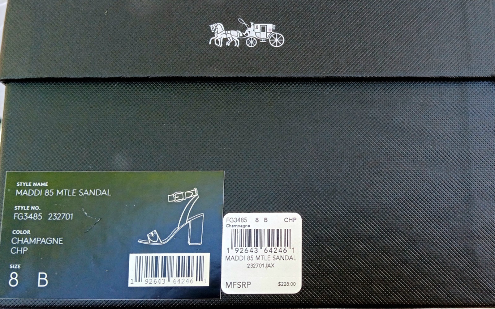 COACH Maddi 85 Wom Ankle Strap 3.5″ Sandal Sz 8B Met Champn FG3485 NEW Other