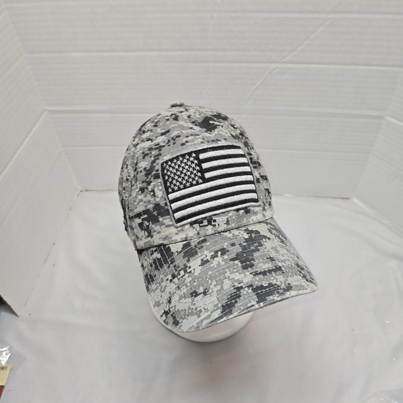 American Flag Hat USA Digi Camo Grey Adjustable Dad Cap Merica Pride Euc