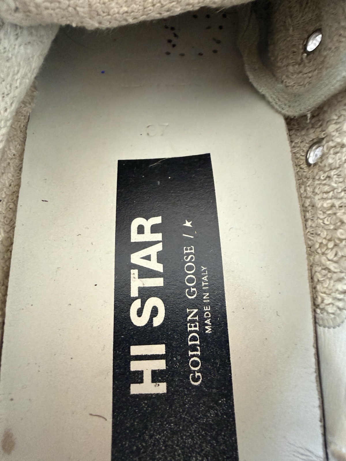 Golden Goose Hi Star Silver Glitter Sneaker White Star Pink Heel EU 37 US 7