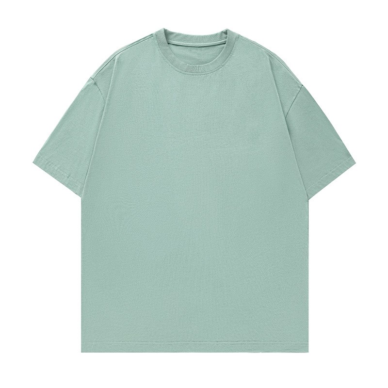 Textured pure cotton short-sleeved solid color casual versatile couple T-shirt