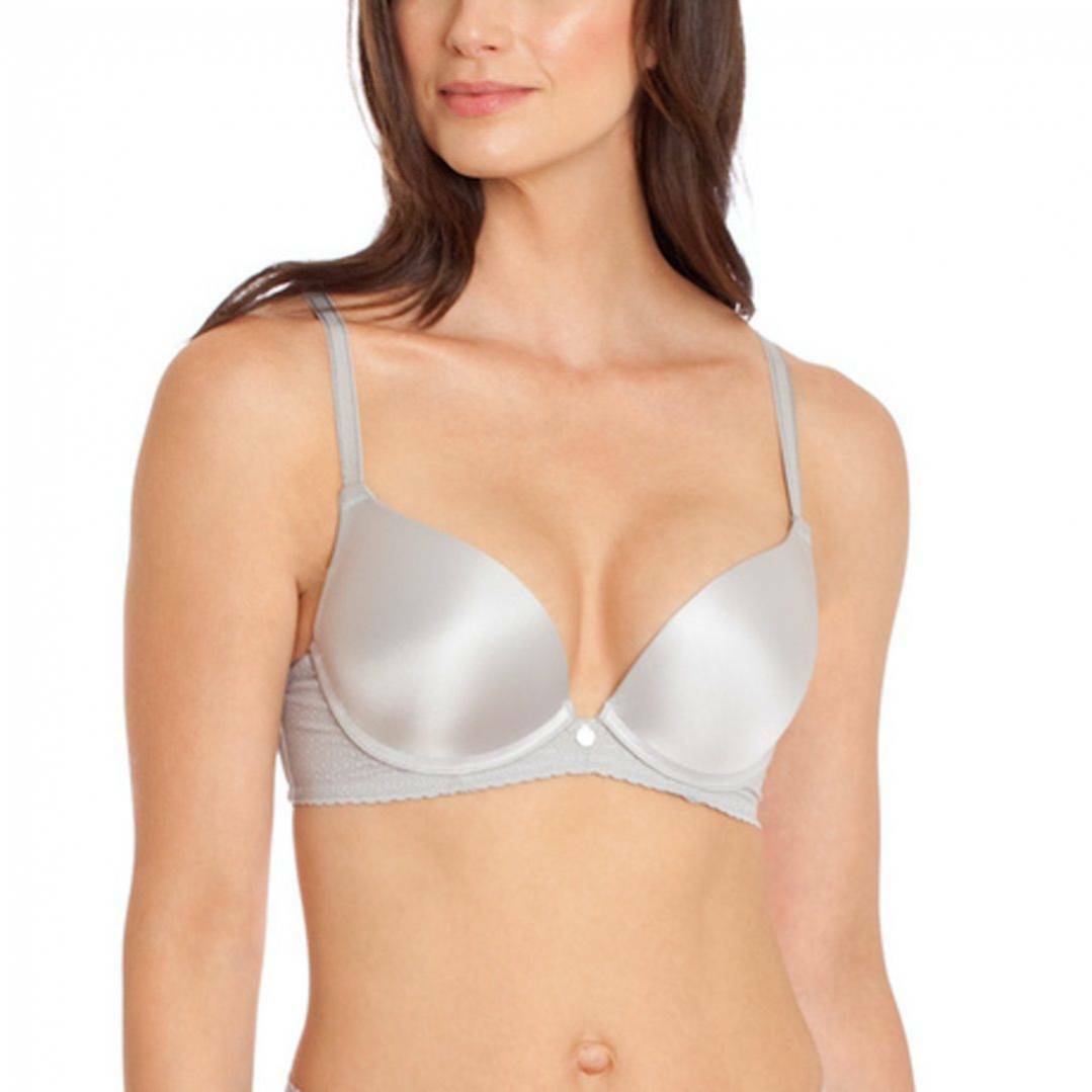 DESIGNER BRA Satin NYLON $75!! molded cup Underwire Plunge 22 sizes 4 Colors!