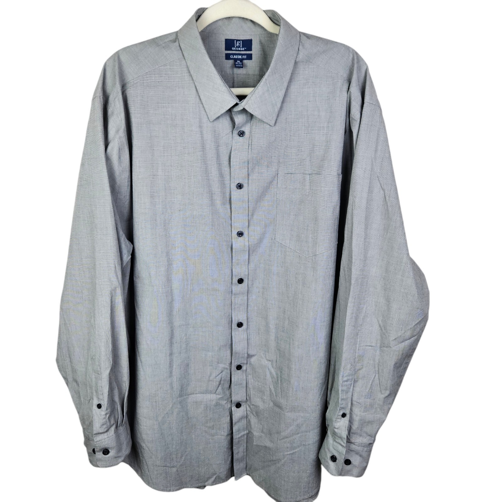 [g] George Classic Fit Button-Up Shirt Men’s Size 3XL Long Sleeve Oxford Gray
