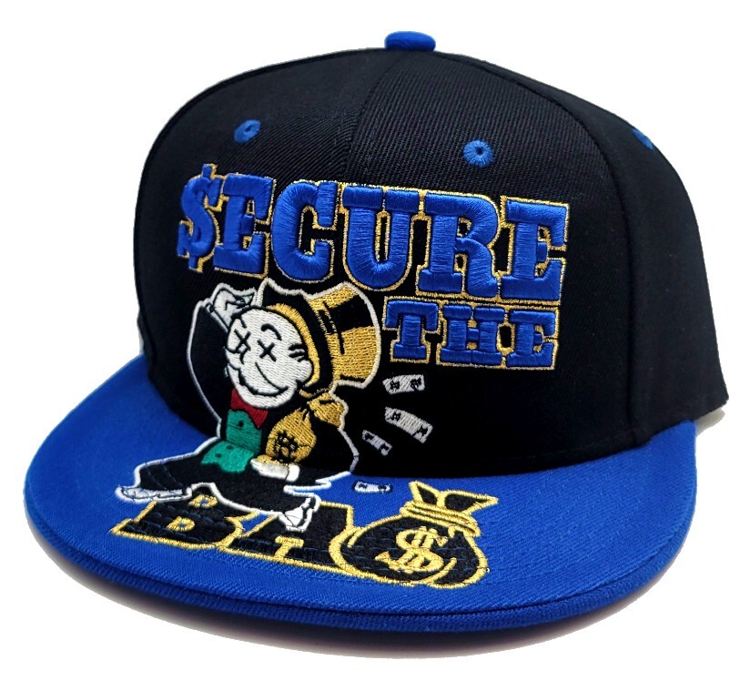 Secure the Money Penny Bag New Uncle Leader Rich Monopoly Era Snapback Hat Cap