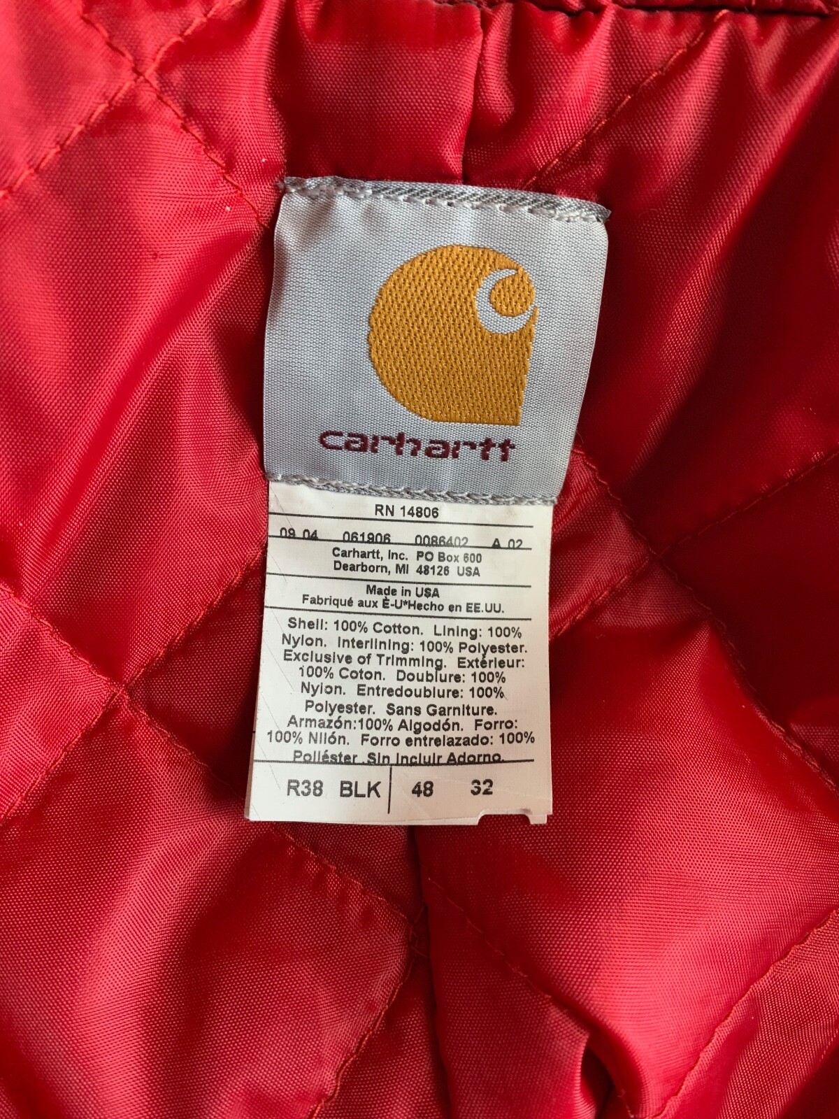 NWT Carhartt R38BLK Biberalls 48×32 Duck Canvas QuiltedZip To Waist USA Union