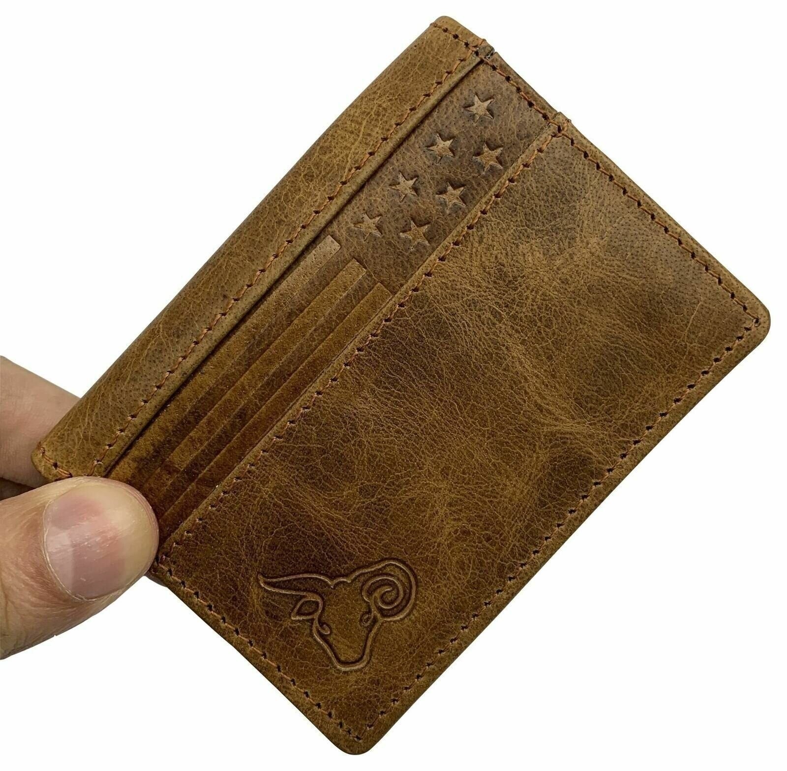Genuine Leather Business Card Holder Name Card Case Credit Card Wallet with ID W