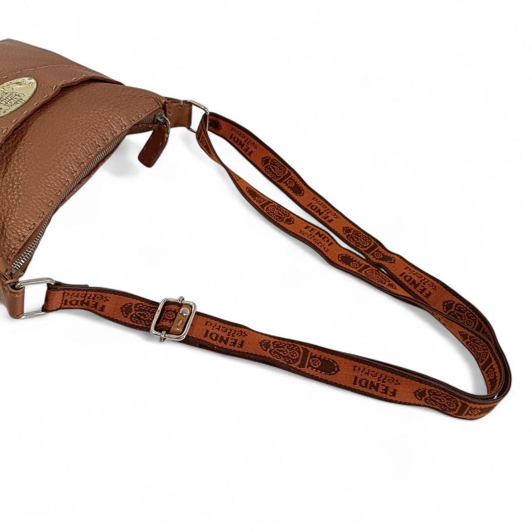 FENDI Shoulder Bag Selleria Camel Leather Size: W9.4 x H7.9 in. Vintage