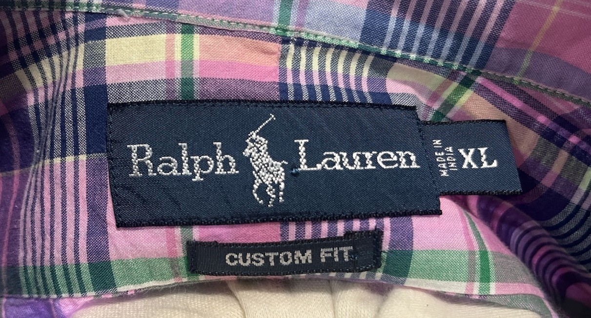 Ralph Lauren Custom Fit Long Sleeve Pink Green Purple Button Down Men’s XL