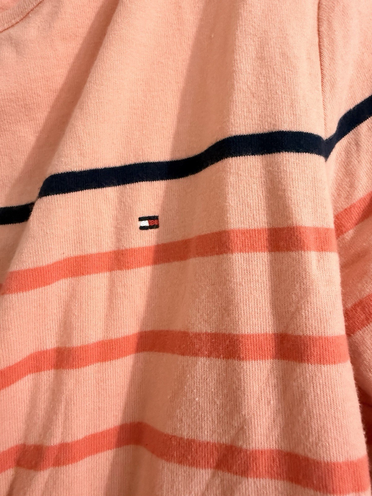 Pink Striped Tommy Hilfiger Pre Owned t-shirt Size XL Essential Shirt Tee