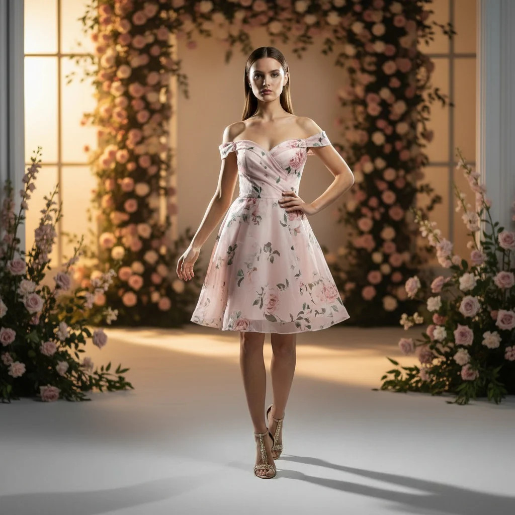 Blossom & Flutter Off-Shoulder Party Dress