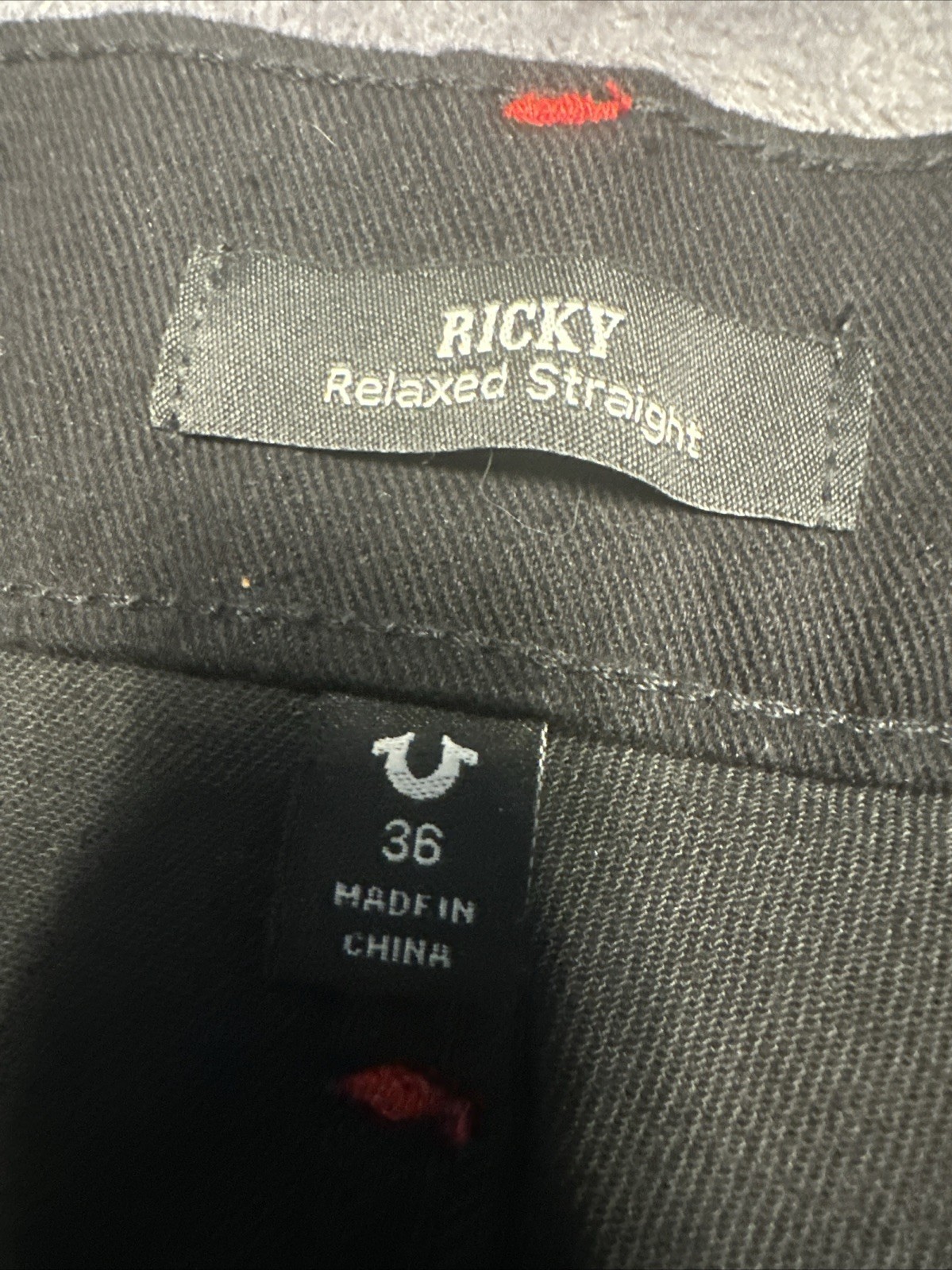 True Religion Ricky Appliqué SN Flap Straight “2SB Black Rinse” 36×30 #701654