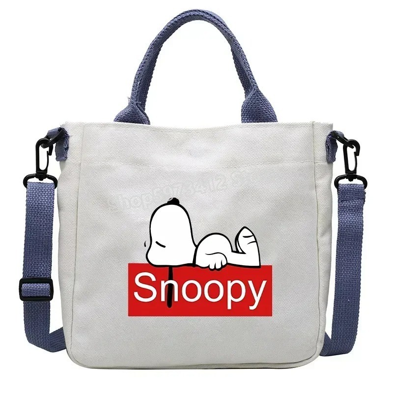 Snoopy Cartoon Canvas Tote Bag Large Capacity Unisex Shoulder Crossbody Bag Gift