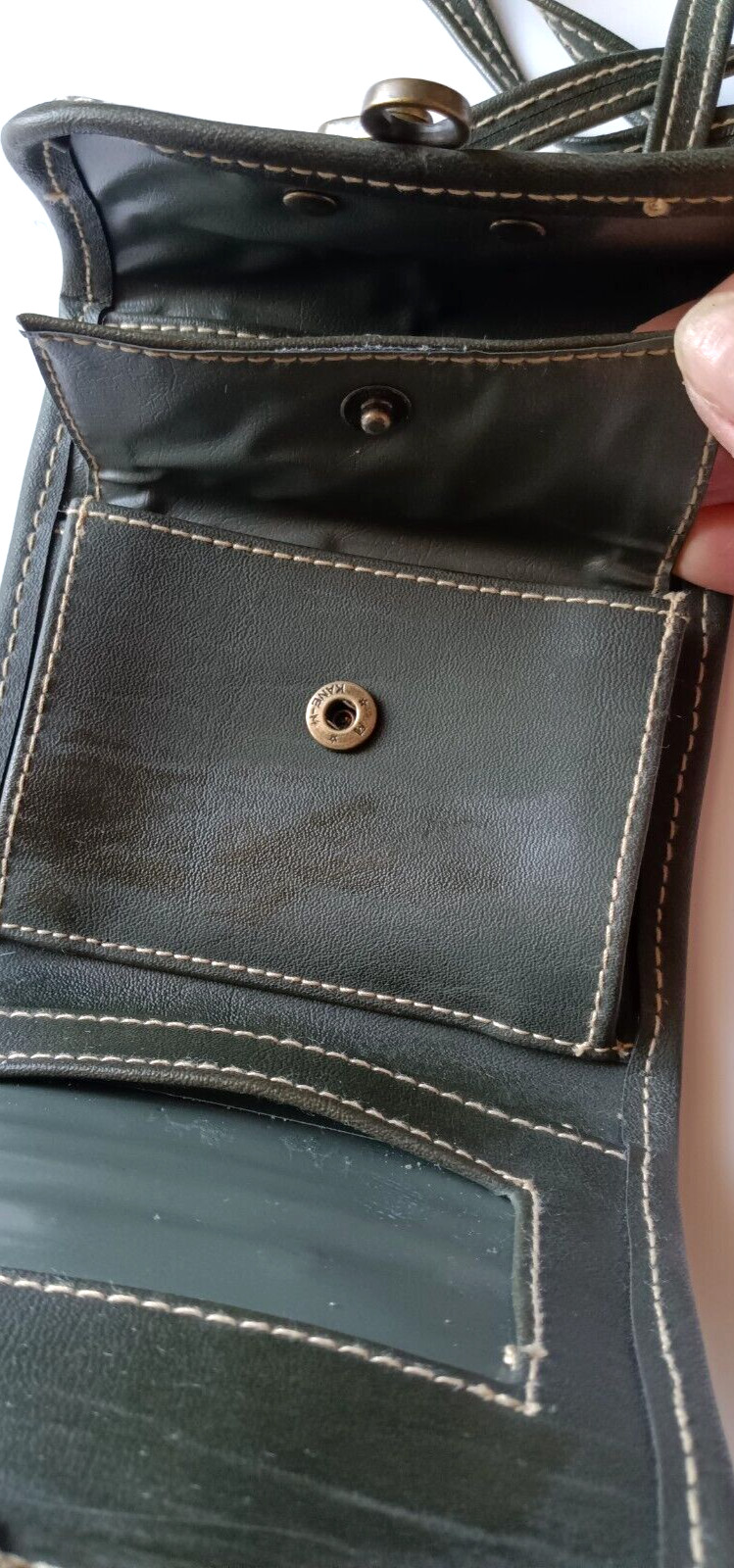 Crossbody Purse Small Wallet Green Credit Card Carrier Change Purse Lock Closure