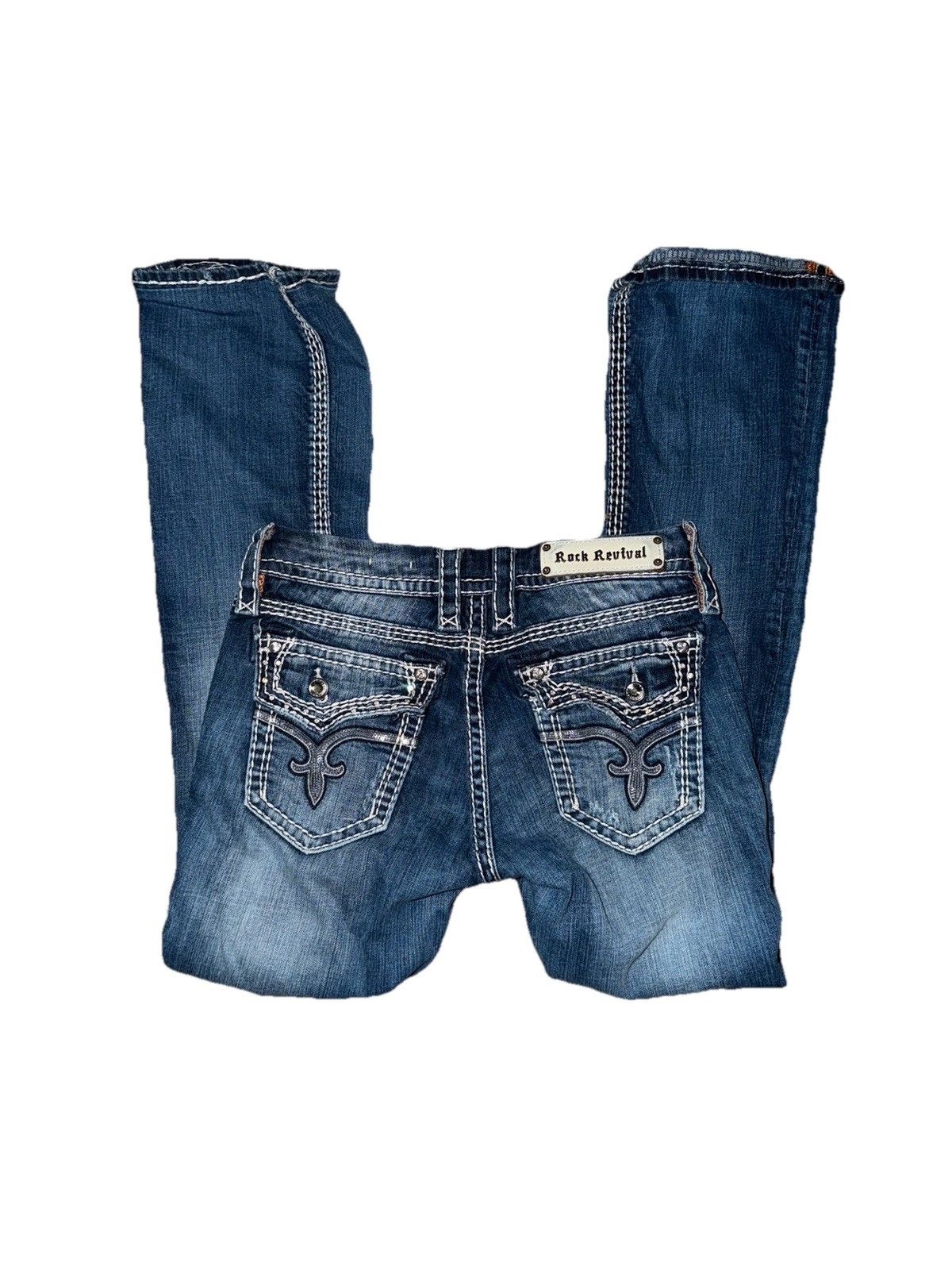 Rock Revival Women’s Mid Rise Bootcut Medium Wash Blue Denim Jeans 5-Pocket