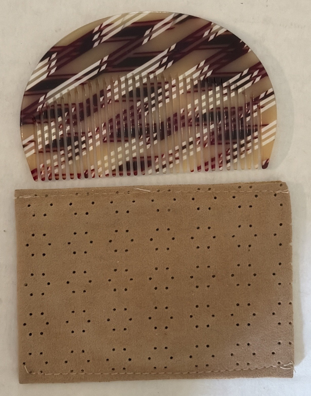 Vtg Pantene Sandy Cole Tortoiseshell pattern Crescent Hair Comb Original Pouch