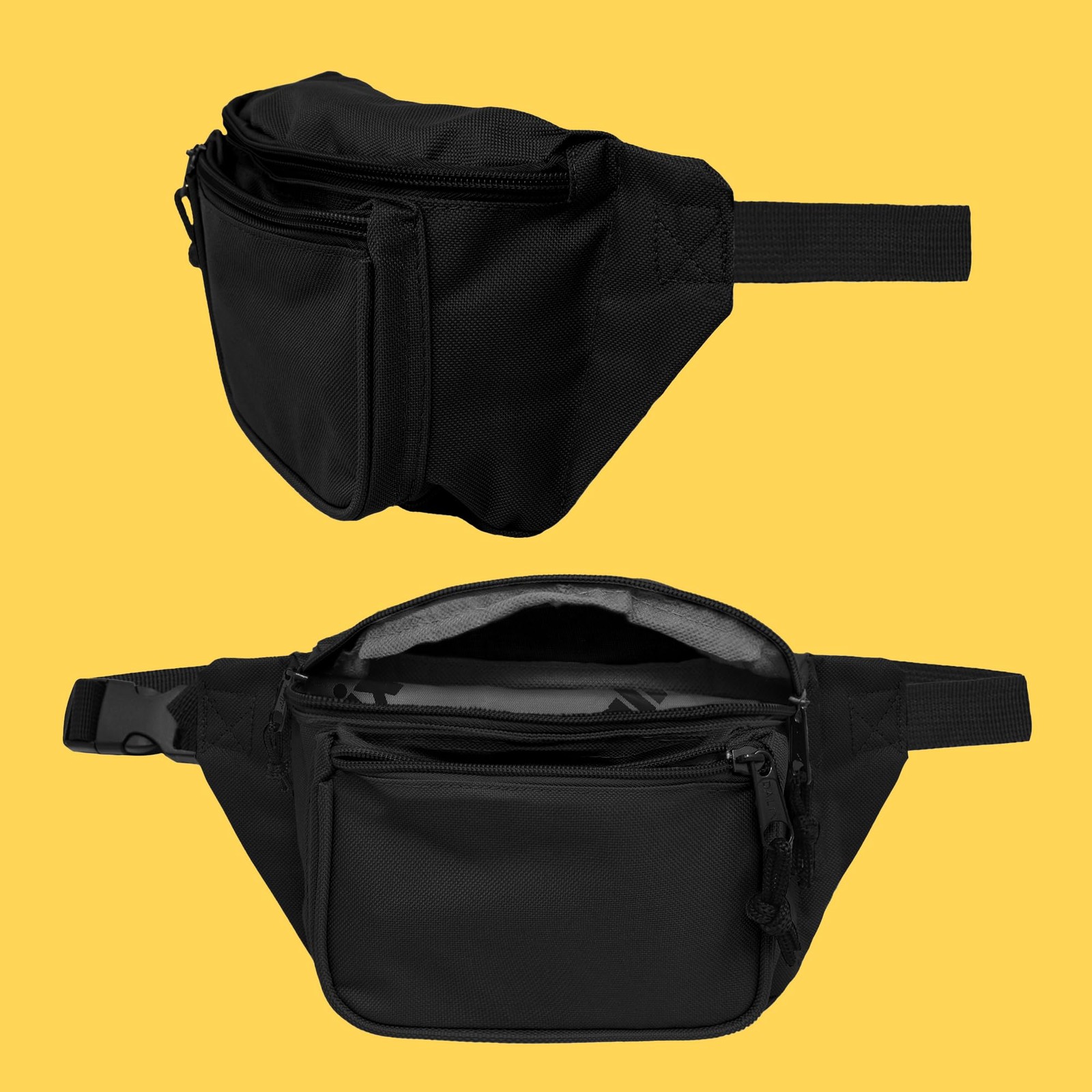 3 Pocket Fanny Pack in Black