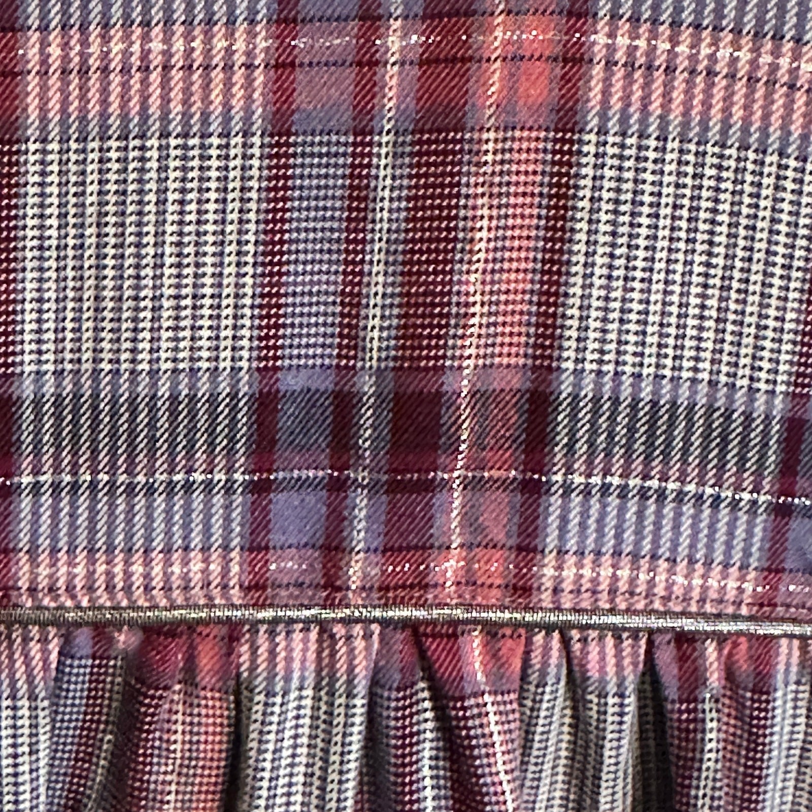 Bella Dahl Trimmed Flowy Top Womens Large Multicolor Plaid Shimmer Preppy Shirt