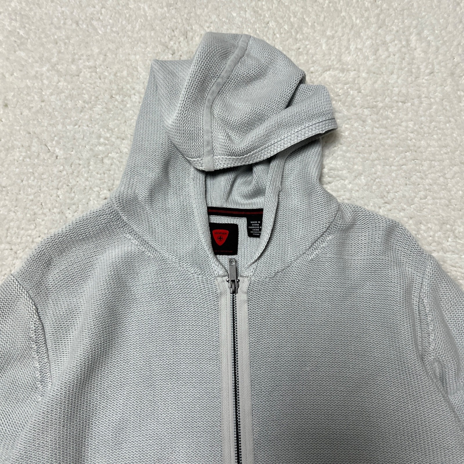 Strellson Jacket Men Extra Large Gray Knit Full Zip Sweater Hoodie Casual
