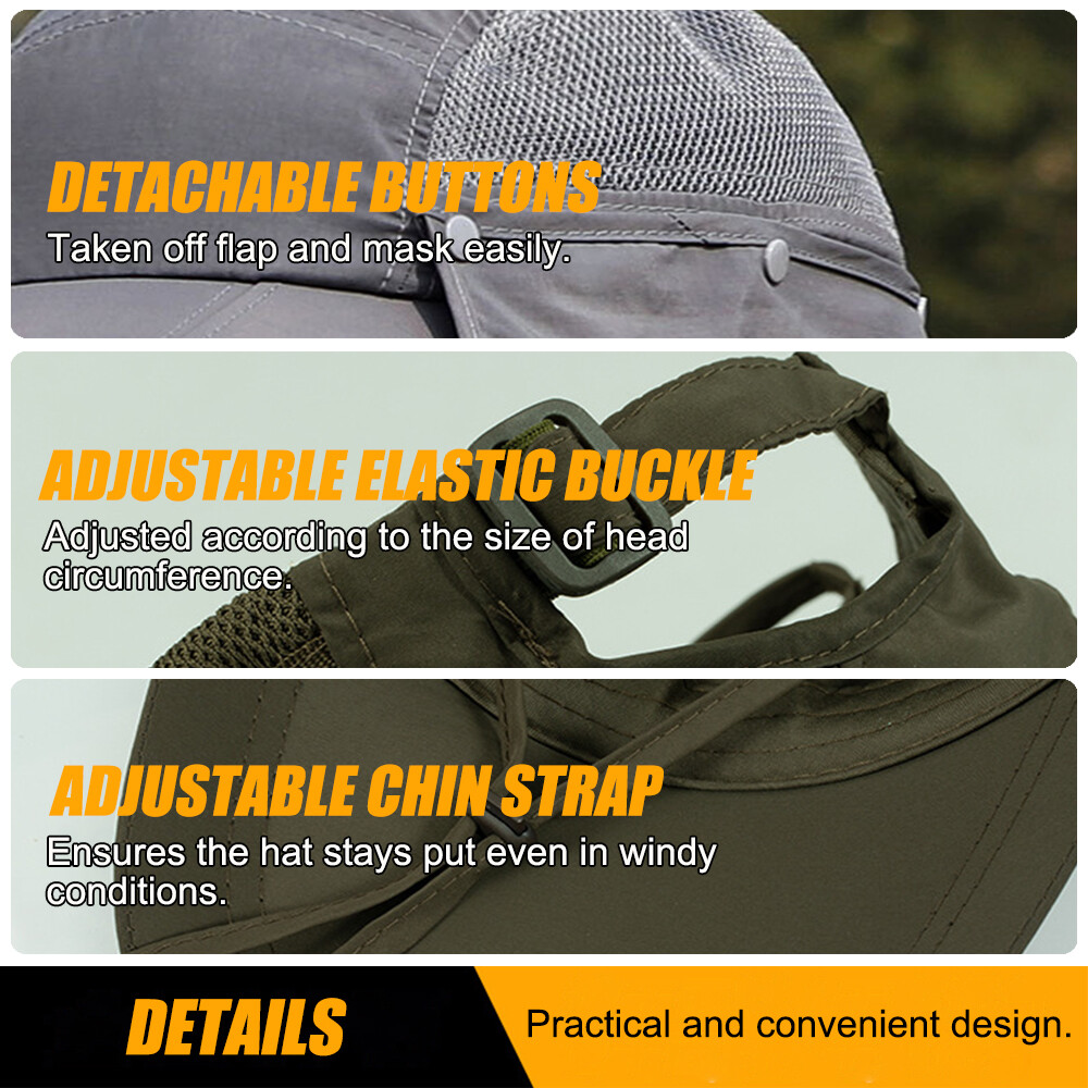 Men Women Sun Hat With Neck Flap Face Cover Shade for Outdoors Fishing Hiking
