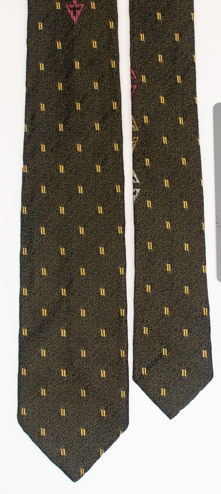 1950s Vintage Skinny Tie Black Olive Green Gold Fleck Atomic Mid Century Mod