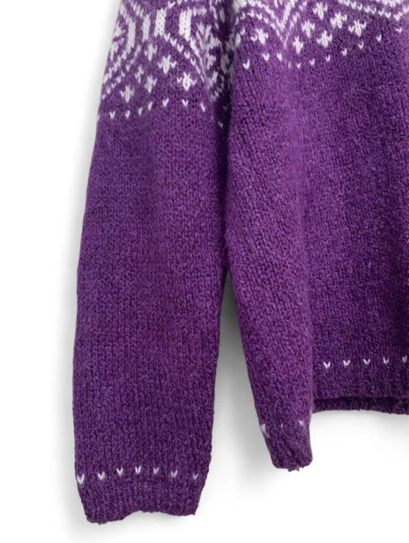 Purple Wool/Acrylic Blend Nordic Snowflake Design Sweater Sz PL