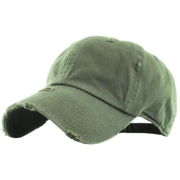 New Green Solid Distressed Vintage Polo Style Baseball Ball Cap Hat 100% Cotton