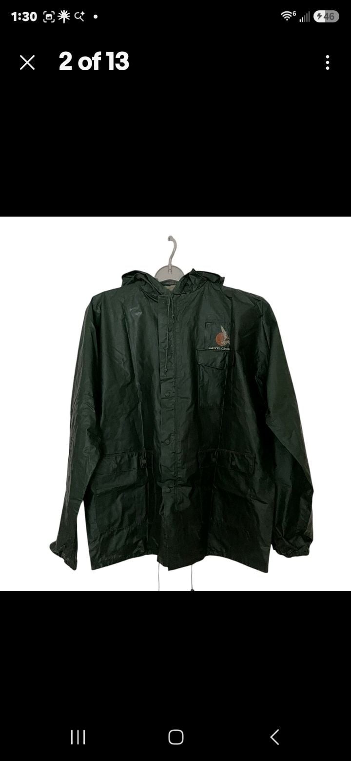 American Clearwater Vintage PVC Nylon Hooded Rain Jacket