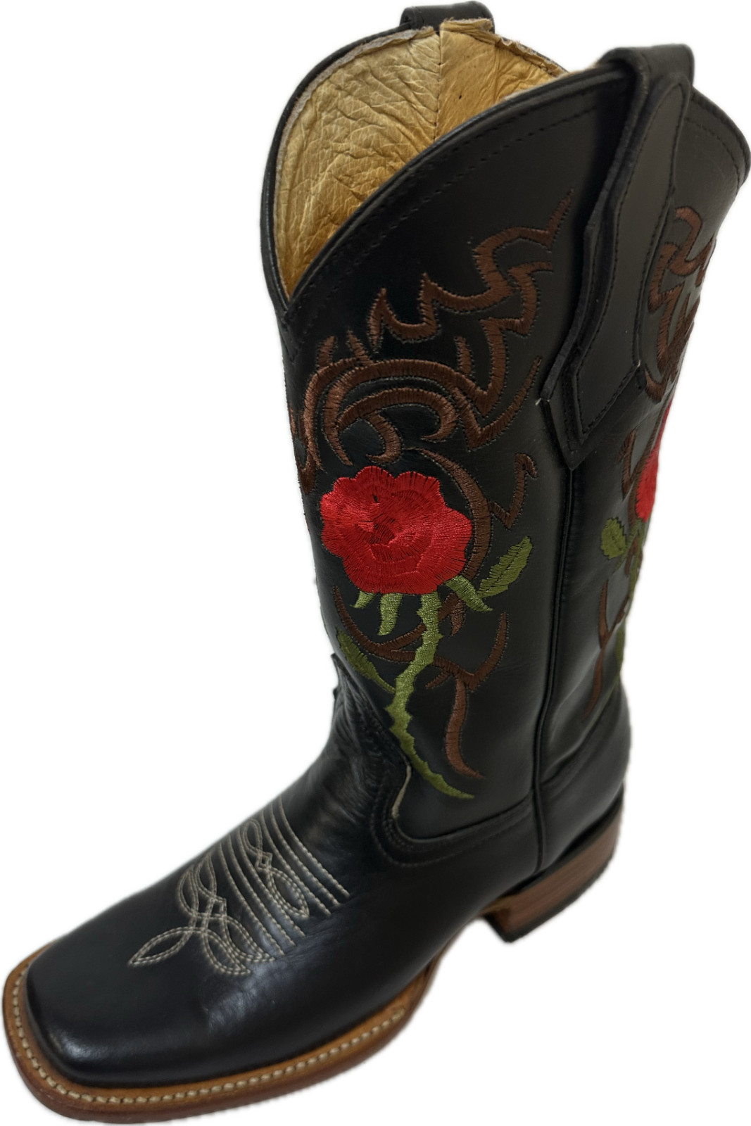 Women’s Western Cowboy Boots Square Toe Genuine Leather Handcrafted Embroidered