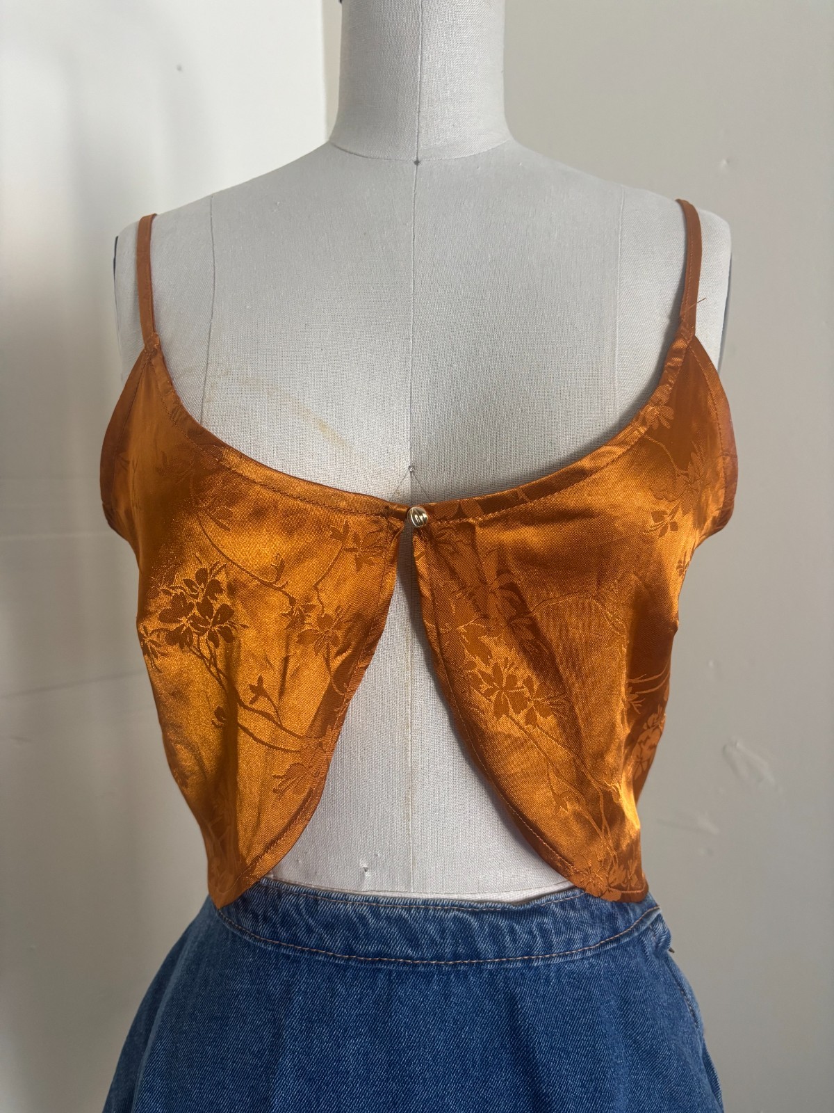 12th Tribe Satin Crop Cami halter Women Small Festival Boho Hippie Gypsy