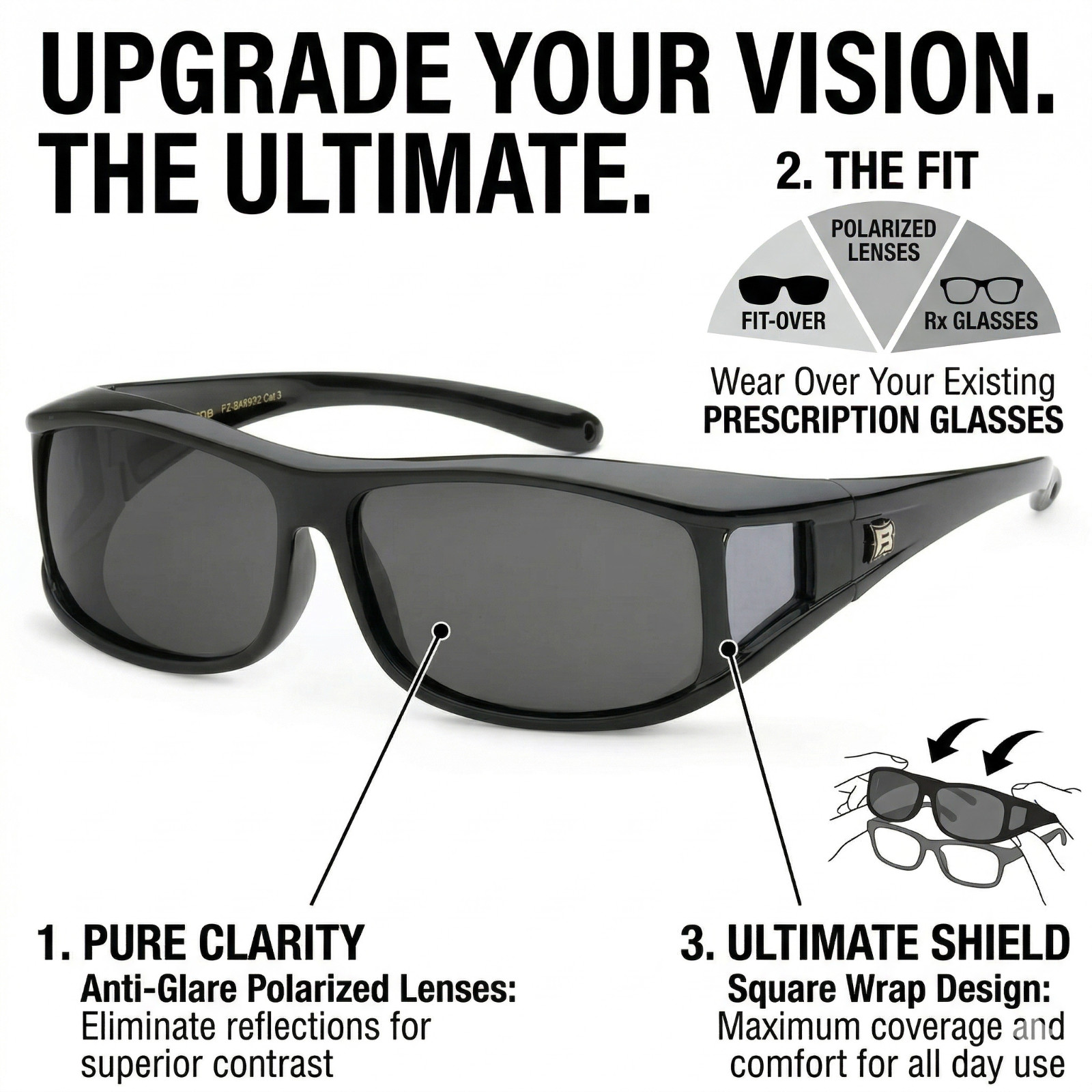 Cover Over Polarized Sunglasses Anti Glare Block Lens Driving Medium UV400