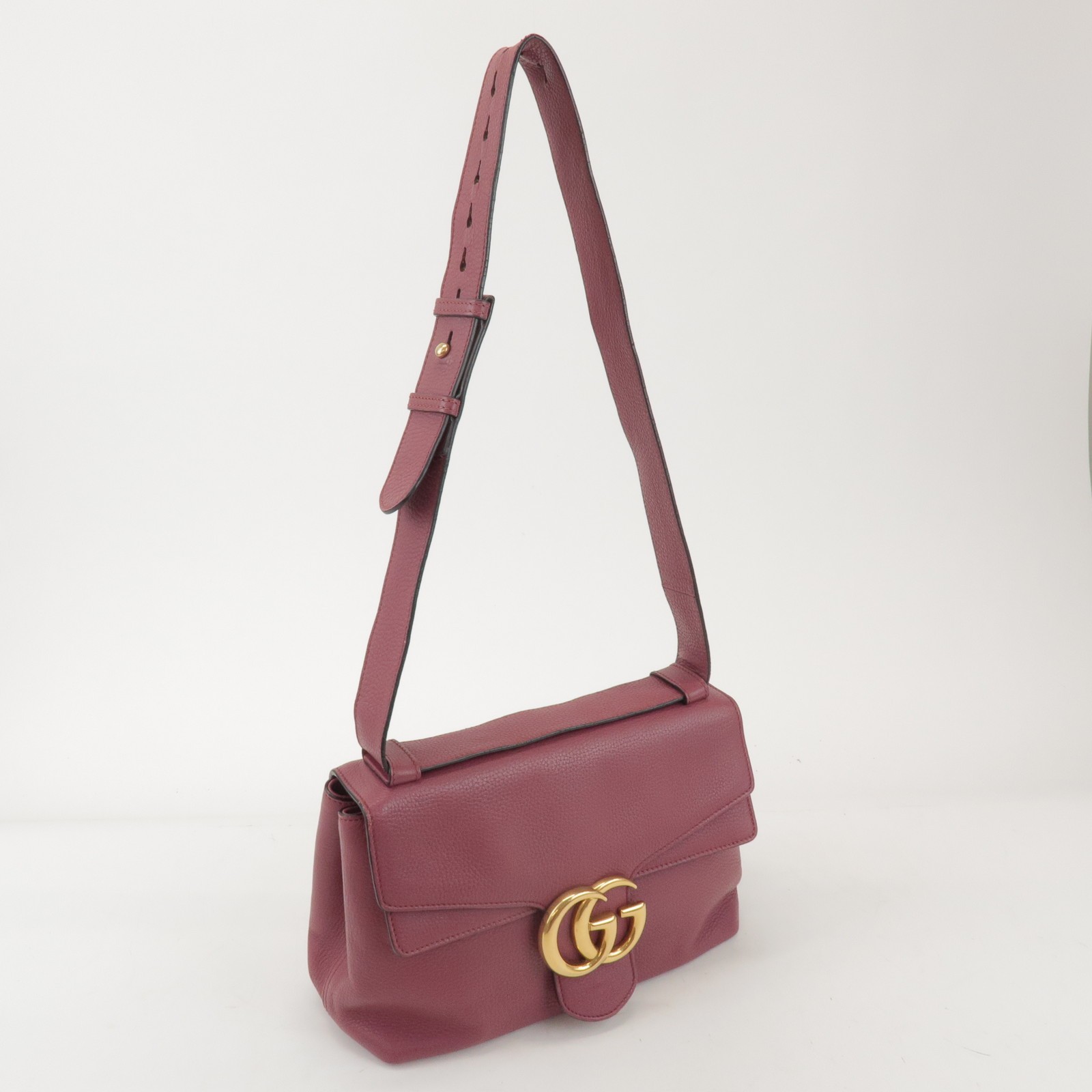GUCCI GG Marmont Leather Shoulder Bag Rose Pink 401173 Authentic Used F/S