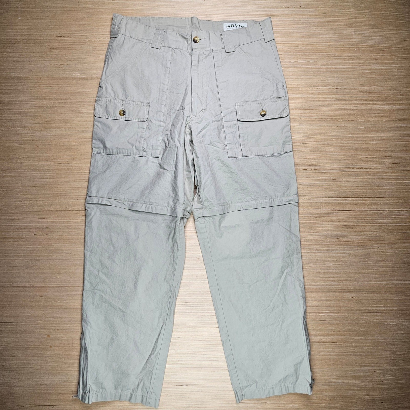 Orvis Convertible Cargo Pants Mens 34×27.5 Gray Zip Off Hiking Outdoor Fishing