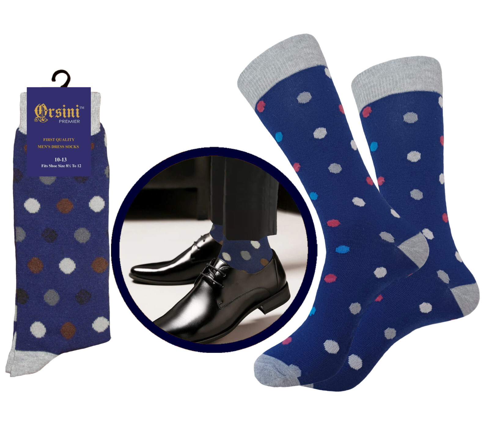 12-6 Pair MULTI PATTERN First quality Multi color Men’s COTTON Dress Socks 10-13