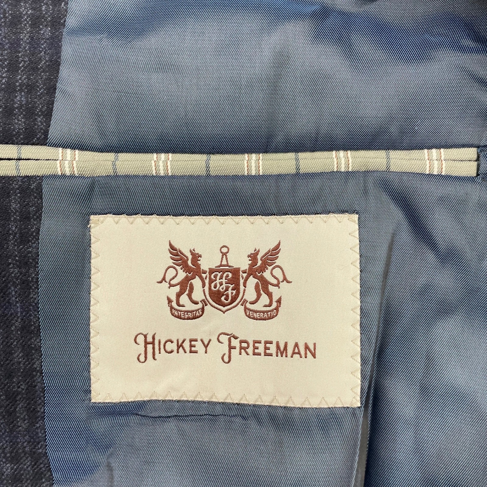 Hickey Freeman Men’s Flannel Wool 2-Button Blazer Blue Check Plaid • USA • 38R