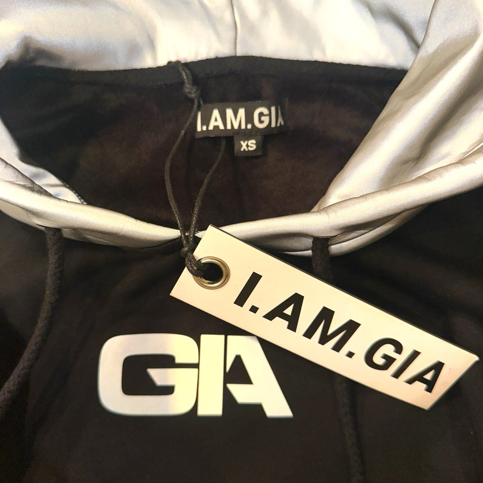 I AM GIA Red Black Silver Reflective Colorblock Hoodie Sweats Set Size XS NWT