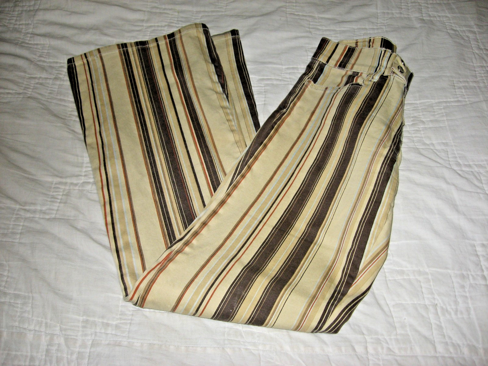 Vintage Bongo Let Me B Women’s Striped Flare Bell Buttom Pants 7 28 x 32