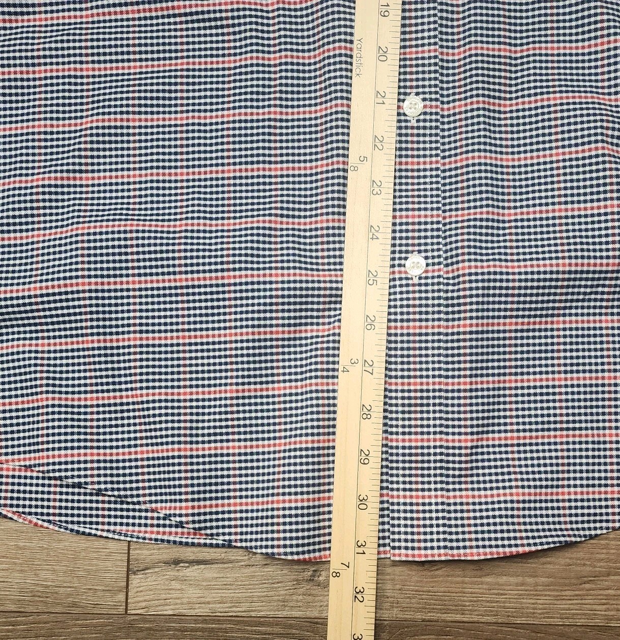 Brooks Brothers Shirt Mens Large Red Blue Check Regent Non Iron Cotton Blend