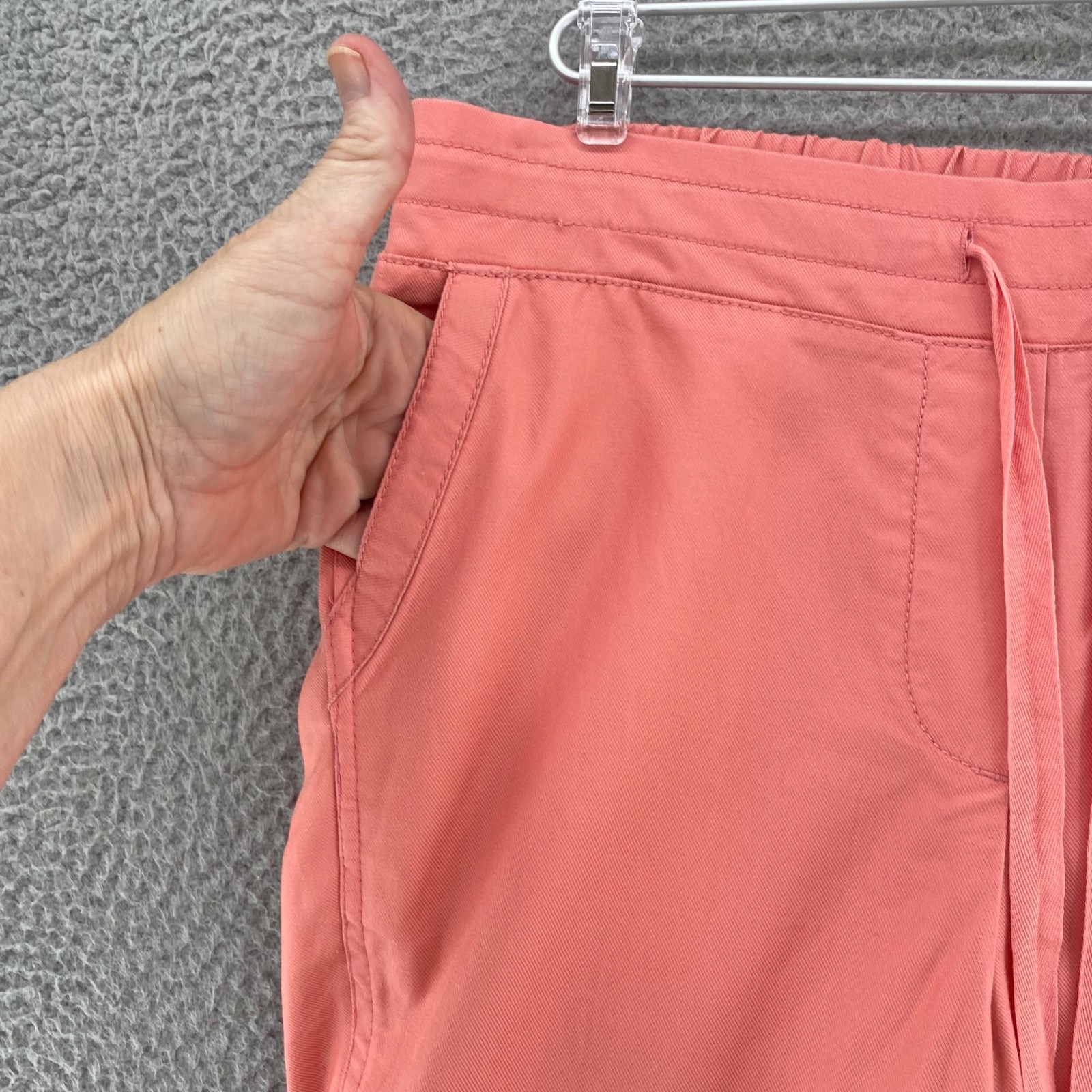 Talbots Pants Womens 10 Pink Twill Stretch Tapered Crop Pockets Pull On Everyday