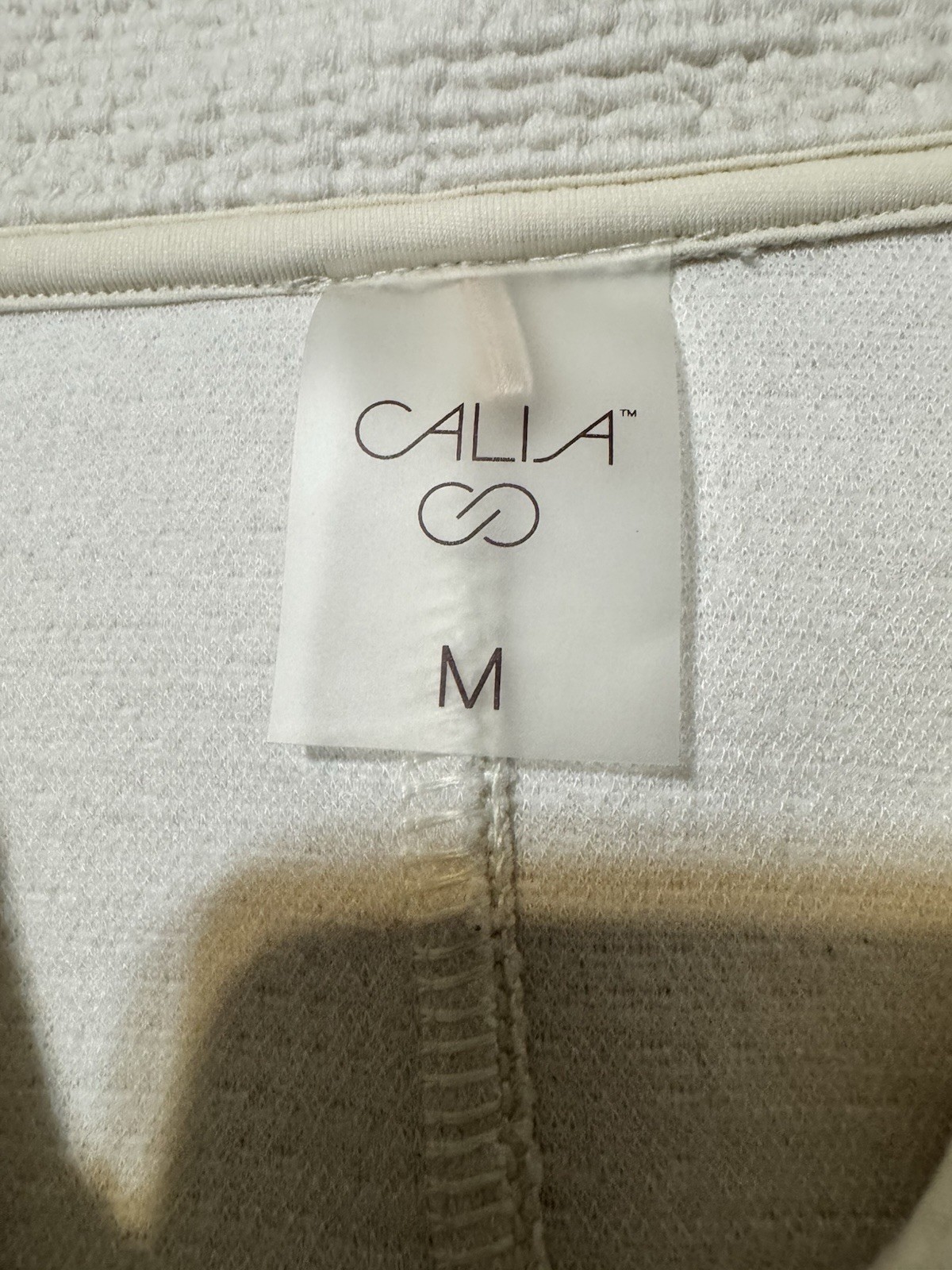 CALIA Women’s 1/2 Zip Textured Pullover Sweatshirt Pockets White M