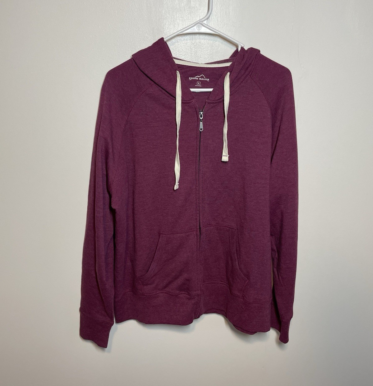 Eddie Bauer Purple Solid Full Zip Hooded Hoodie w/ Pockets (Womens XL)