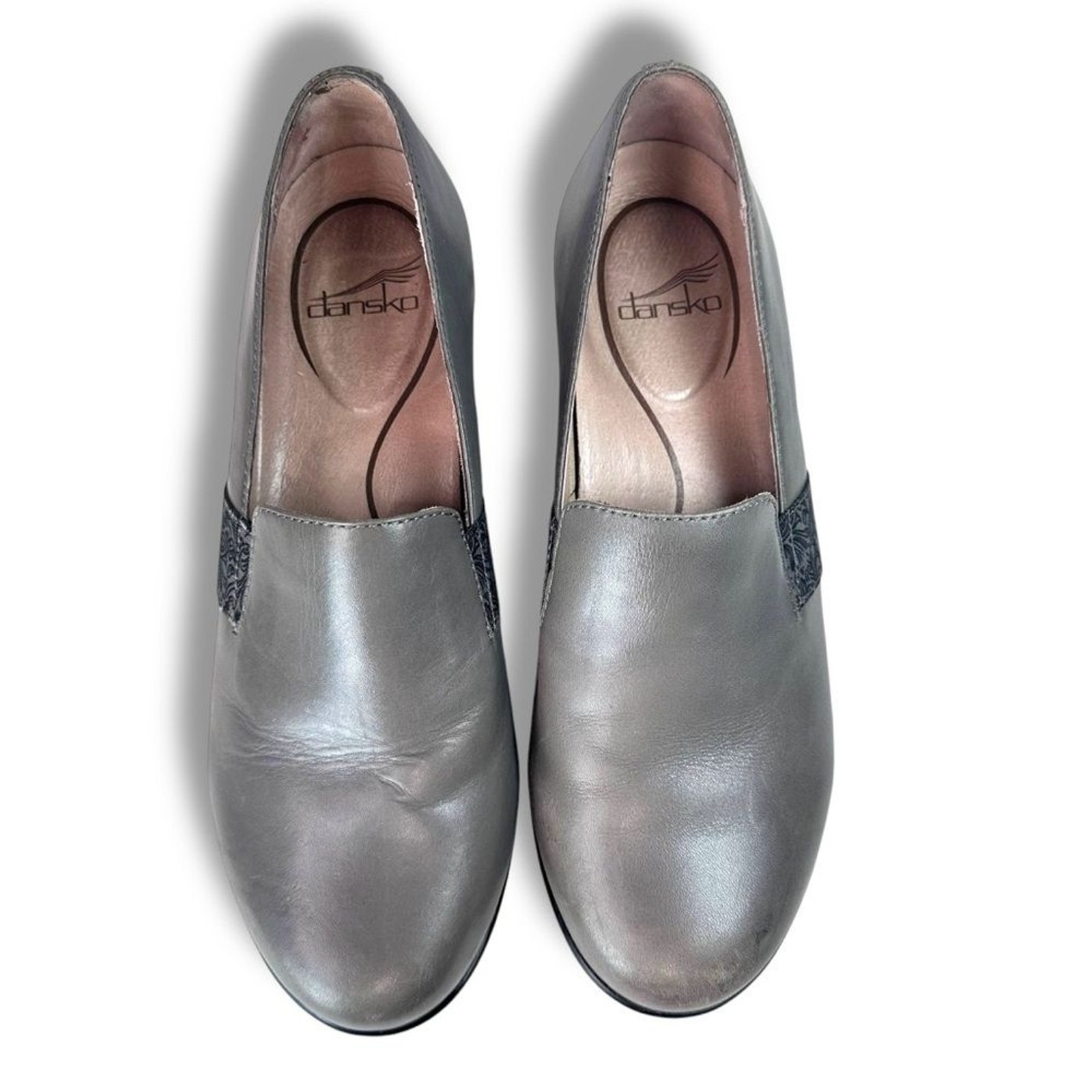 Dansko Jessica Gray Leather Slip On Comfort Clogs Size 40