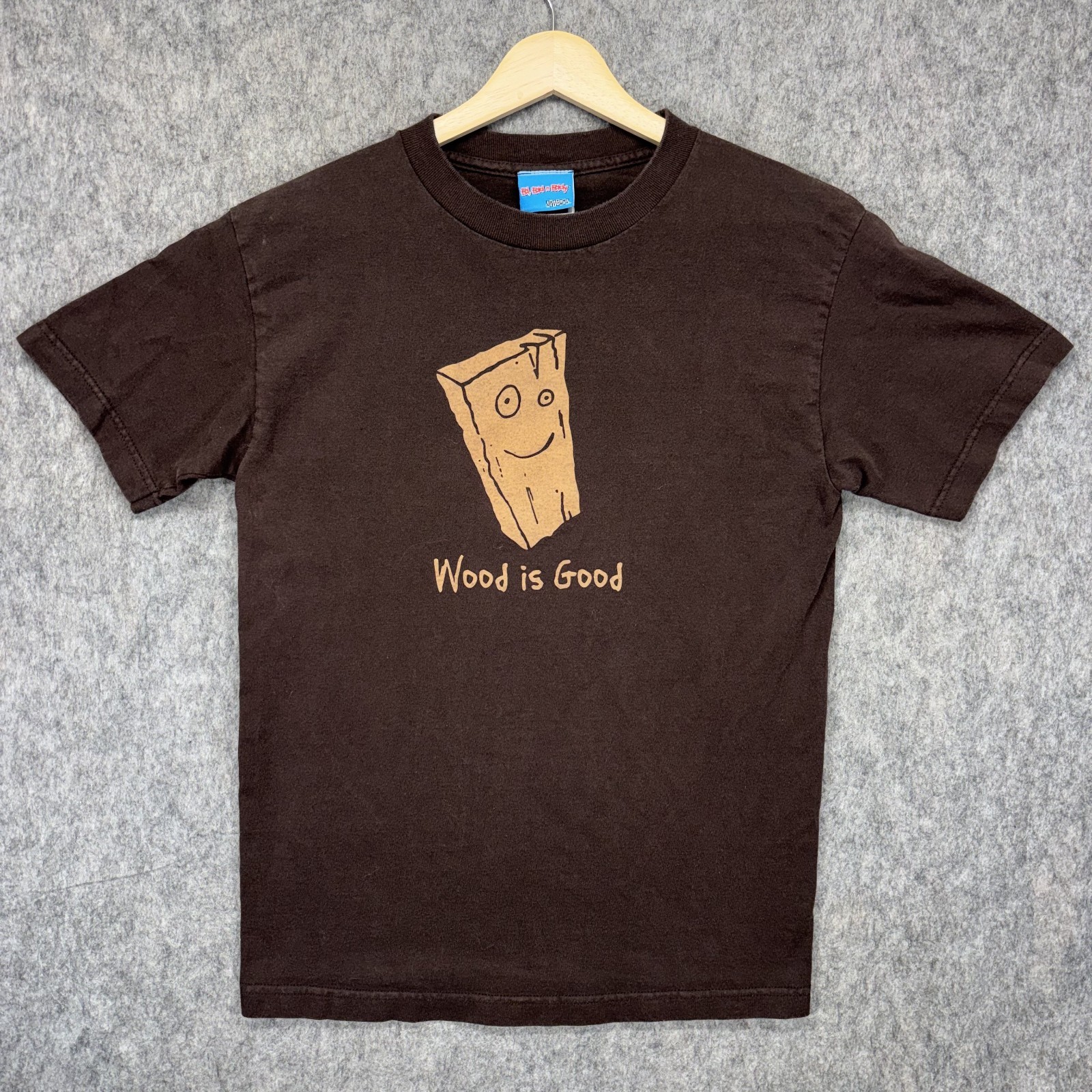 Cartoon Network Ed Edd N Eddy Wood is Good Plank T-Shirt Men’s Small Brown