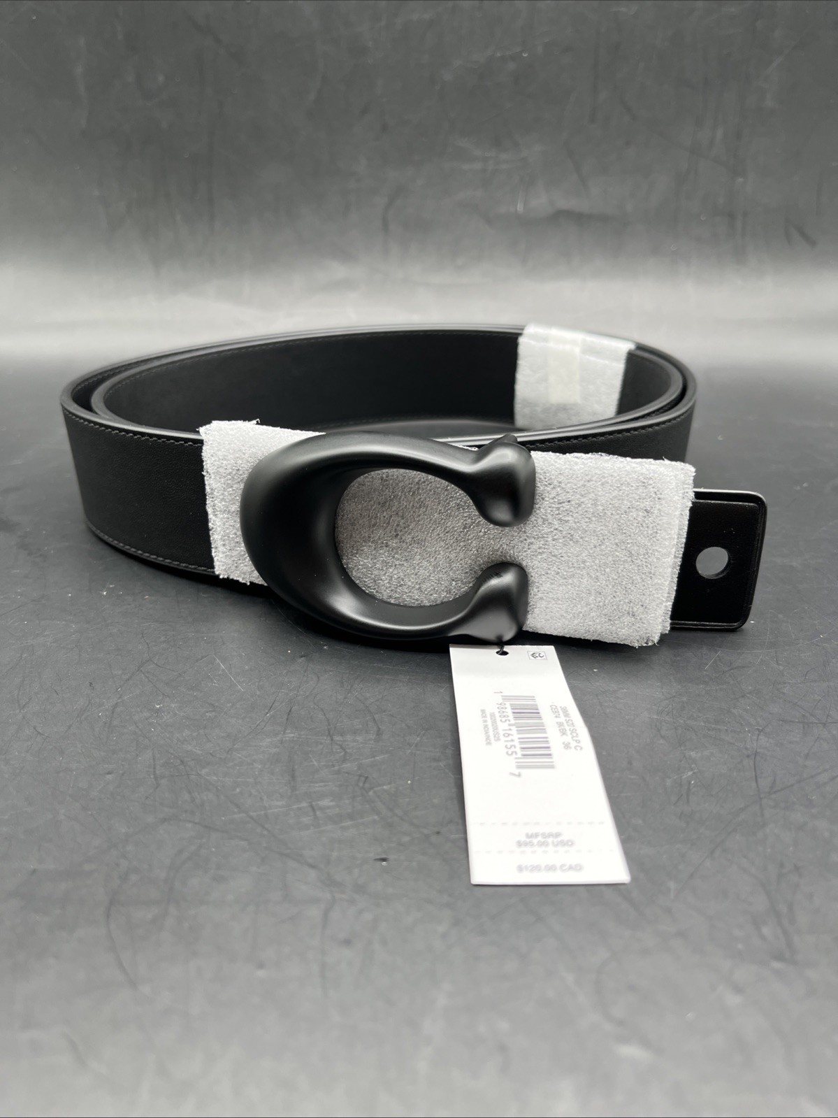 Coach Men’s Leather Belt Buckle Signature C 38 mm Cut To Size Belt – Black NWT