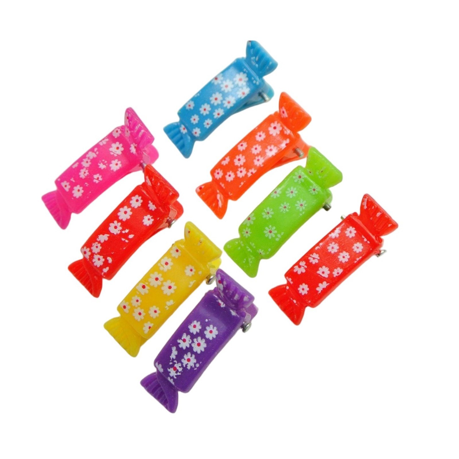 50 pcs Mixed Color Floral Candy Hair Clips – 28mm Mini Alligator Barrettes