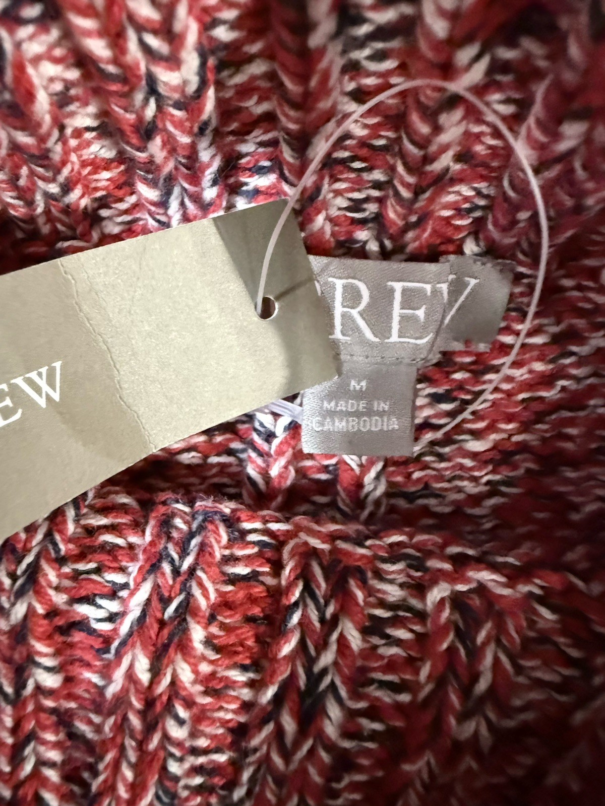 J.Crew Sz Medium 2025 Marled Rollneck Sweater in Red Ivory Blue NWT